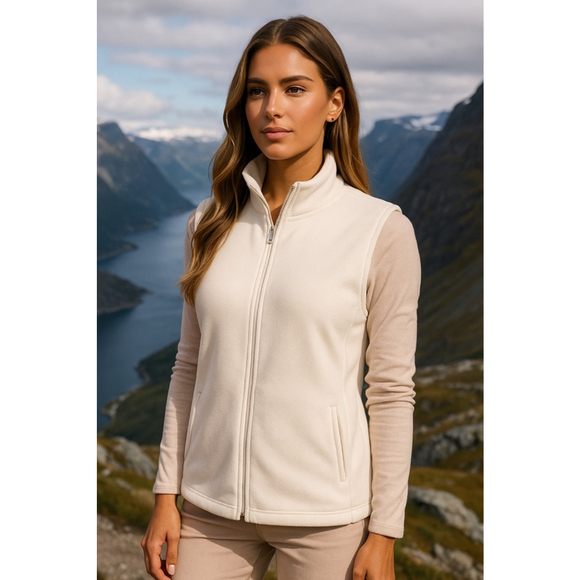 Land’s End Cream Fleece Vest White Cozy Minimalist Winter Preppy Buttery Soft XL - Picture 1 of 6